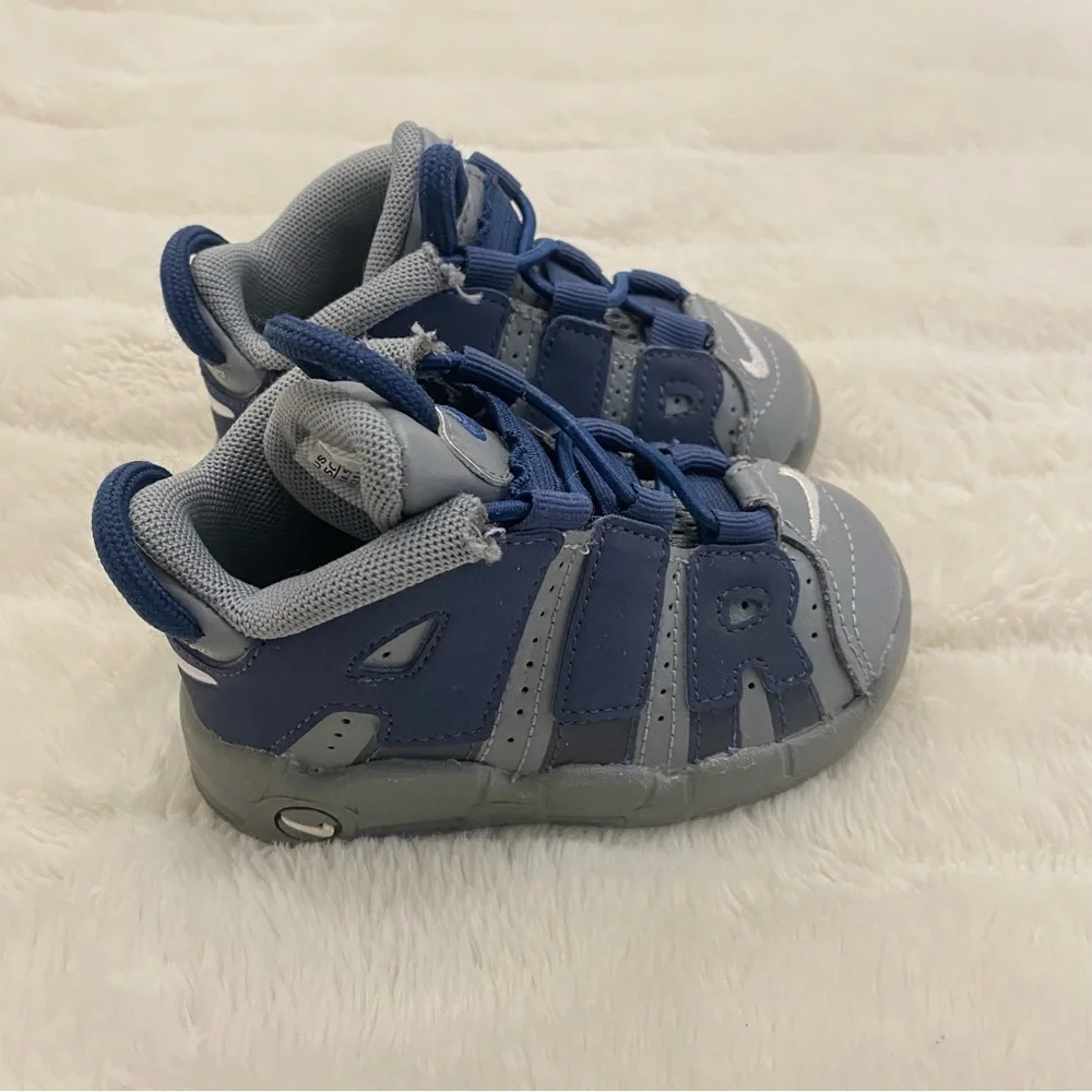 Nike Air More Uptempo Kids Navy and Gray Sneakers Size 5c